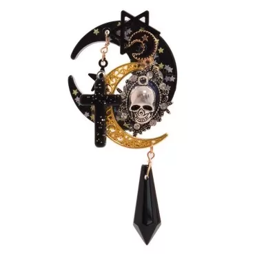 Lolita Trappings Gothic Girls Cross Pentacle Stars Moon Skull Hair Clip Lolita Girls Headwear Hat Clip Hair Accessories Vintage