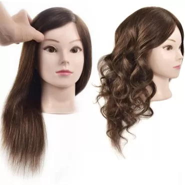 ErSiMan Professional Female Cosmetology Mannequin Head with Hair 100% Human Hair 18