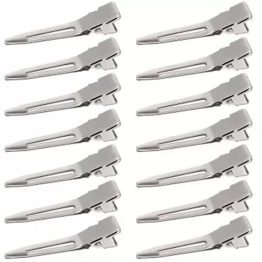 Hicarer 1.75 Inches Single Prong Curl Metal Hair Clips for Dreads Lock Clips Hair Alligator Clips Silver Section Clips Metal Alligator Clips Hair Pins for Hair Extensions (50 Pack)