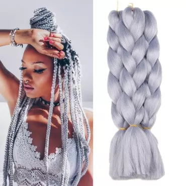 Lisshow Braiding Hair 24inch 100g Synthetic Jumbo Braids Hair Extensions High Temperature Fiber 3Piece/Lot (Grey)
