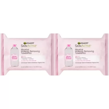 Garnier SkinActive Micellar Facial Cleanser & Makeup Remover Wipes, Gentle for All Skin Types (25 Wipes), 2 Count (Packaging May Vary)