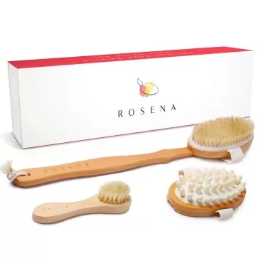 Dry Brushing Body Brush Set - Natural Bristle Spa ...