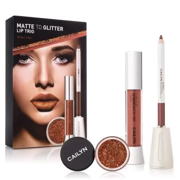 CAILYN Matt To Glitter Lip Trio, Perfect Nude