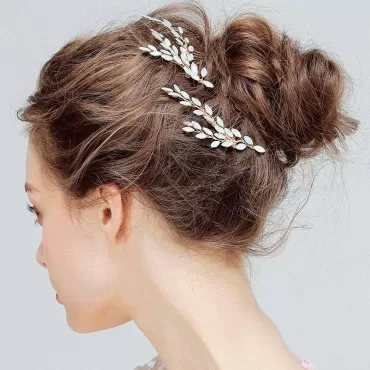 Kercisbeauty Handmade Wedding Bridal Bridesmaids Hair Comb with Blue Crystal Beads,Spring Headband Headpiece,Banquet,Ball,Feast Accessory Set of 2 (Gold)