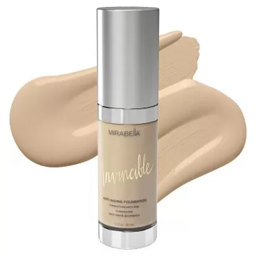 Mirabella Invincible Anti-Aging Full Coverage HD Liquid Foundation, Ivory I - Moisture-Rich Formula Minimizes Acne, Fine Lines & Wrinkles for Smoother & Brighter Skin - Paraben-Free & Cruelty-Free