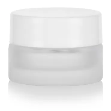 Frosted Clear Glass 5 ml 1/6 oz Small Thick Wall Balm Salve Pot Container Jars with White Smooth Foam Lined Lids (6 pack)