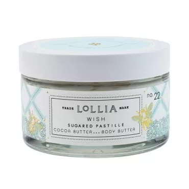 Lollia Wish Body Butter, 5.5 oz. - Sugared Pastille Fragrance - Shea Butter & Cocoa Butter, Body Lotion for Women, Hydrating & Smooth Body Moisturizer