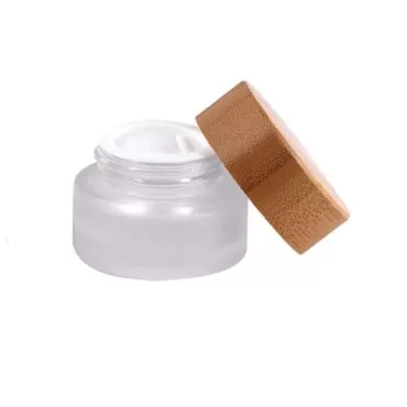 ericotry 30g 30ml Environmental Bamboo Lid Frosted Glass Bottle Cream Jars Pot Empty Upscale Refillable Cosmetic Bottle Storage Container for Face Cream Lip Lotion Balm Ointments 1pcs (30ml)