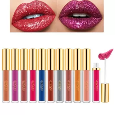 VERONNI 10 Pcs Diamond Glitter Lipstick Set,Shimme...