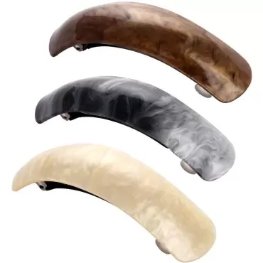 LONEEDY Beautiful Lines Simple Retro Classic Large Barrettes Hair Pins, Exquisite Hair Clips For Women (Dark gray+Beige+Dark brown)