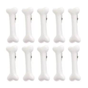 FRCOLOR 10 Pieces Halloween White Dog Bone Hair Clips, Artificial Dog Bone Hairpins Alligator Barrettes Halloween Hair Accessories for Women Girls