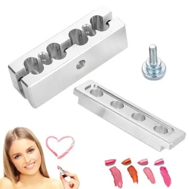 Lipstick Mold And Container,DIY Lipstick Mold, Aluminum Alloy Lip Balm Mold Holder Cosmetic Lipstick Making Kits Lip Gloss Balm Fill Maker Molding Tools(4 Hole Single Use)