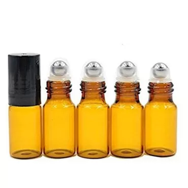 12PCS Amber Empty Glass Roller Bottle Vial Contain...