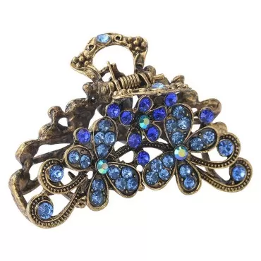 Women Retro Metal Hair Accessories Rhinestone Fanc...