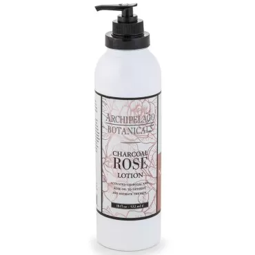 Archipelago Botanicals Charcoal Rose Lotion | Hydrating Daily Body Lotion for Soft, Smooth Skin | Free From Parabens, Phthalates and GMOs (18 oz)