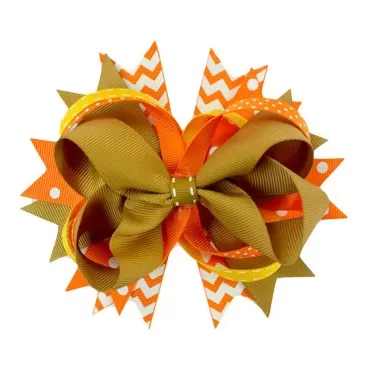 LUOEM Girls Large Hair Clips Ribbon Hair Bows Clips Kids Hair Accessories Hairpin Thanksgiving Day Decoration