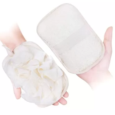 mikimini Bath Mitt for Women, Bath Pouf Mesh Brushes 1 PC Upgraded Version | Loofah Sponge & Exfoliating Pad 2 in 1 Professional Design | Exfoliating Gently with The Elastic (1 Pack)