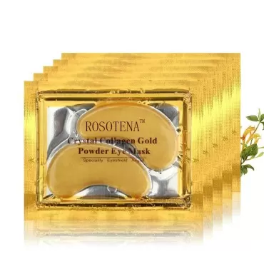 KlsyChry 24K Gold Crystal Collagen Eye Mask Sheet Patch, Under Eye Patches for Dark Circles and Puffiness, Gold Eye Mask for Puffy Eyes -15 Pairs