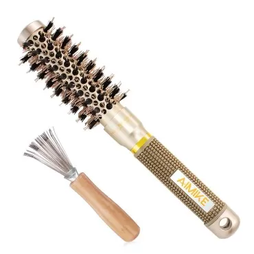 Round Brush, Nano Thermal Ceramic & Ionic Tech Roller Hair Brush, Round Barrel Brush with Boar Bristles, for Blow Drying, Styling, Curling and Shine (Barrel 1 inch/25mm) + 1 Free Hair Cleaner