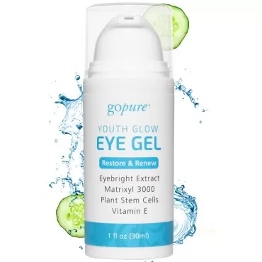 goPure Youth Glow Eye Gel - Anti-Aging Eye Cream that Soothes and Hydrates, Made with Matrixyl 3000 and Hyaluronic Acid for Improve the Look of Puffiness, Dark Circles, and Under Eye Bags - 1 fl oz