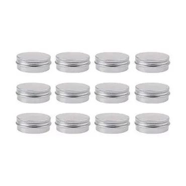 12Pcs Silver Empty Refillable Aluminum Tins Cosmet...