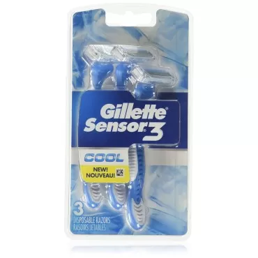 Gillette Sensor 3 Mens Cool Razor Disposable, 3count
