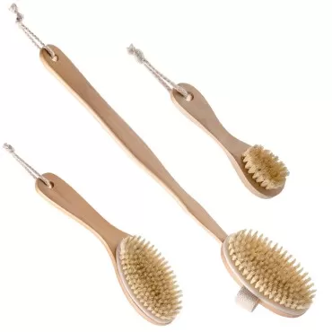 Dry Brushing Body Brush Set with 100% Natural Boar...