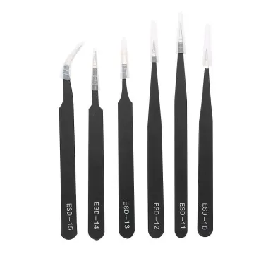 6PCS Precision Anti-static Tweezers Set, Pointed T...