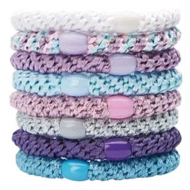 L. Erickson Grab & Go Ponytail Holders, Purple Daze, Set of Eight - Exceptionally Secure with Gentle Hold
