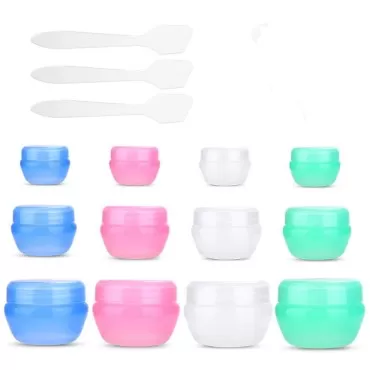 Zingso Empty Sample Containers for Cosmetics, 12 Pieces 5/10/20 Gram Travel Size Cosmetic Sample Pot Jars Containers with Leak Proof Inner Liners for Cream/Makeup/Lip Balm(Do not hold liquids or oil)