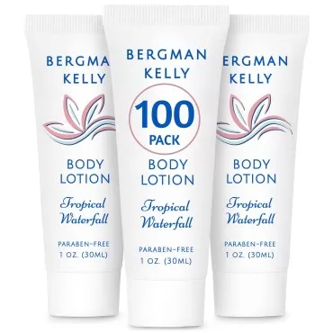 BERGMAN KELLY Travel Size Lotion (1 fl oz, 100 PK, Tropical Waterfall), Delight Your Guests with a Invigorating and Refreshing Body Lotion, Quality Mini and Small Size Guest Hotel Toiletries in Bulk