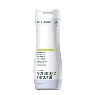 ATTITUDE Extra Gentle Body Wash for Sensitive Skin Enriched with Oat, EWG Verified, Hypoallergenic, Vegan and Cruelty-free, Unscented, 16 Fl Oz