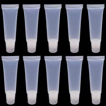 Ewanda store 12ml 50 Pcs Empty Lip Gloss Balm Tubes Lip Gloss Containers Squeeze Soft Tubes Clear Cosmetic Mini Containers for DIY Makeup Lip Gloss