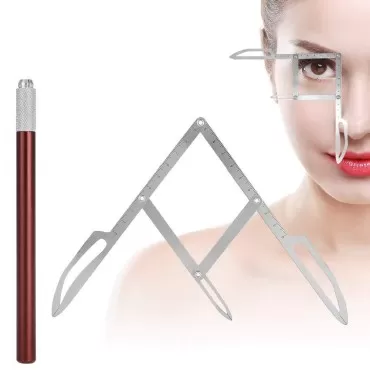 Eyebrow Caliper Ruler- Ratio Calipers Microblading with Flexible Removable Reusable Stainless Steel Microblading Caliper Eyebrow Ruler Measure Tool