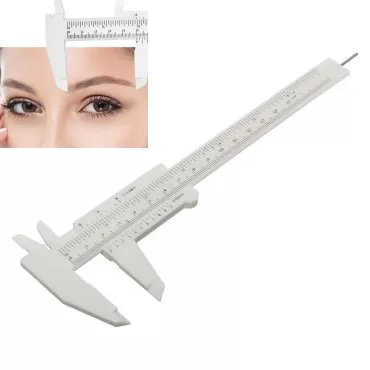 Vernier Caliper Waterproof Plastic Eyebrow Permanent Makeup Ruler Students Experimental Measurement Tools For Permanent Makeup Tattoo Eyebrow Line Lip