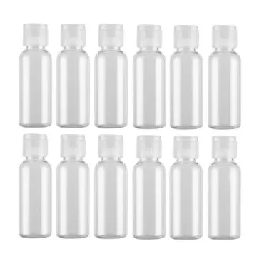 VASANA 12PCS 30ml/1oz Empty Refill Plastic Cosmetic Squeezable Bottle with Clear Flip Cover Cosmetic Sample Packing Holder Perfume Water Cleanser Shower Gel Emulsion Lotion Liquid Storage