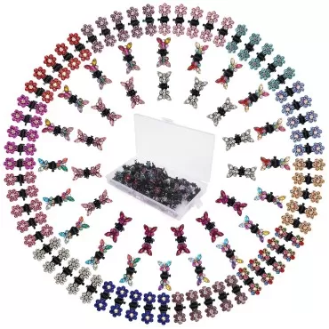 DeD 80pcs Butterflu Hair Clips Flower Rhinestone Hair Clip Glitter Hair Bangs Clips Hair Accessories for Baby Girl Kids Toddlers