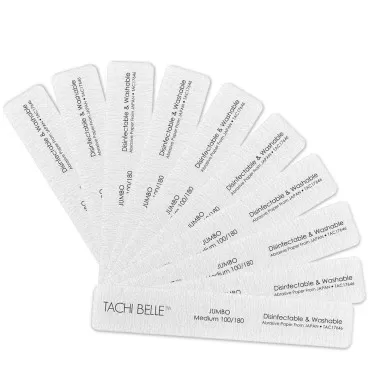 Tachibelle 10 Pcs Premium JAPAN Abrasive Jumbo File Washable Zebra File Nail Art Sanding Nail Files (10PC 100/180)