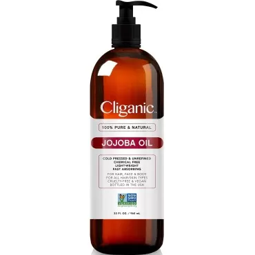 Cliganic Jojoba Oil Non-GMO, Bulk 32oz | 100% Pure...