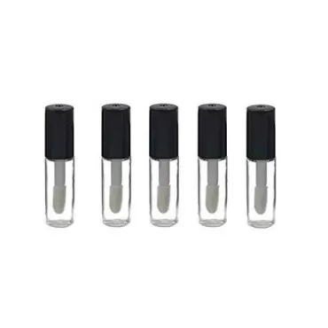 DNHCLL 5 PCS 1.3 ML Mini Reusable Empty Black Cap Plastic Empty Clear Lip Gloss Tube Lip Balm Cute Bottle Cosmetic Gloss Container Tubes Travel,DIY Lipstick Container Vials