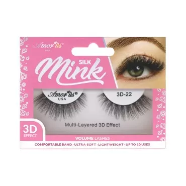 Amorus 3D Hand made Faux Mink Black Lashes #22 Nat...