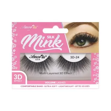 Amorus 3D Hand made Faux Mink Black Lashes #24 Nat...