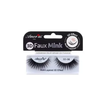 Amorus 3D Hand made Faux Mink Black Lashes #38 Nat...