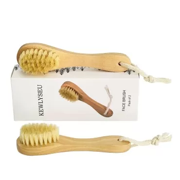 Natural Bristles Wooden Face Cleaning Brush Wood H...