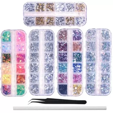 6400pcs Nail Art Rhinestones Nail Crystal Gems Nai...