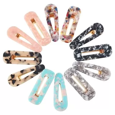 12 Pieces Acrylic Resin Hair Clips Geometric Allig...