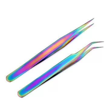 Aysekone 2 Pcs Rainbow Stainless Steel Curved Twee...