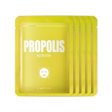 LAPCOS Propolis Sheet Mask, Daily Moisturizing Face Mask, Hydrates & Plumps Skin, Korean Beauty Favorite, 5-Pack