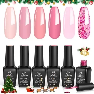 Beetles Gel Nail Polish Kit 6 Colors Pink Confetti...