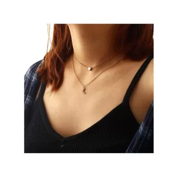Edary Boho Moon Necklace Heart Pendant Necklace Gold Jewelry Accessories for Women and Girls.